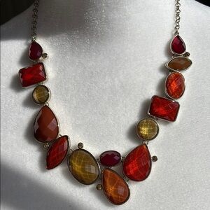 Gold and Red Necklace with Asymmetrical Organic Design